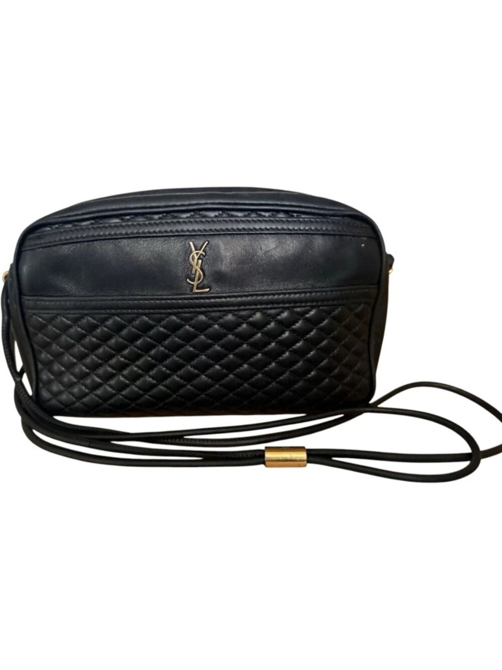 (S6) YVES Saint Laurent Shoulder Bag Black Leather